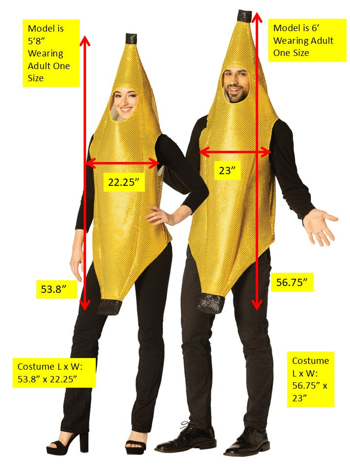 Glitzy Banana XXS & OS Couple Costume, Sizes XXS & One Size Fits Most