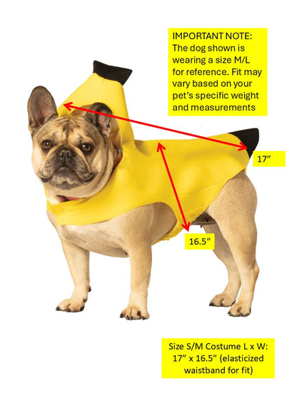 Banana Dog Pet Costume, Various Sizes XS - Medium