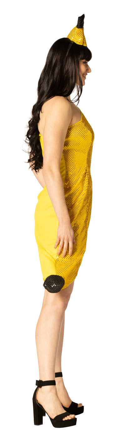 Glitzy Sequin Sparkle Banana Dress Costume, Women's Size 2-8