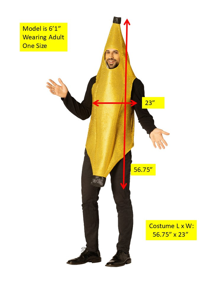 Glitzy Sequin Banana Costume, One Size Fits Most