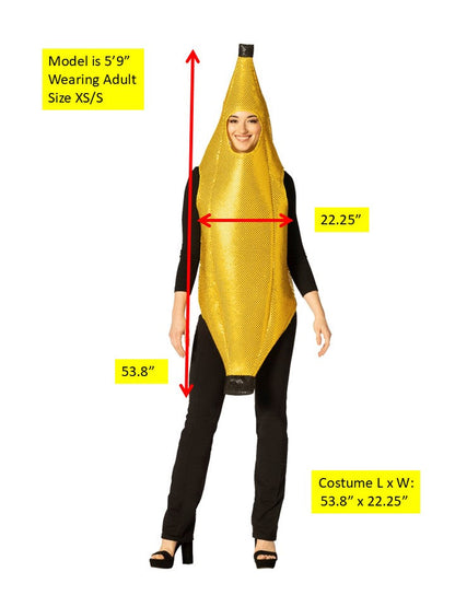 Glitzy Sequin Banana Costume, Adult Women's Size XXS