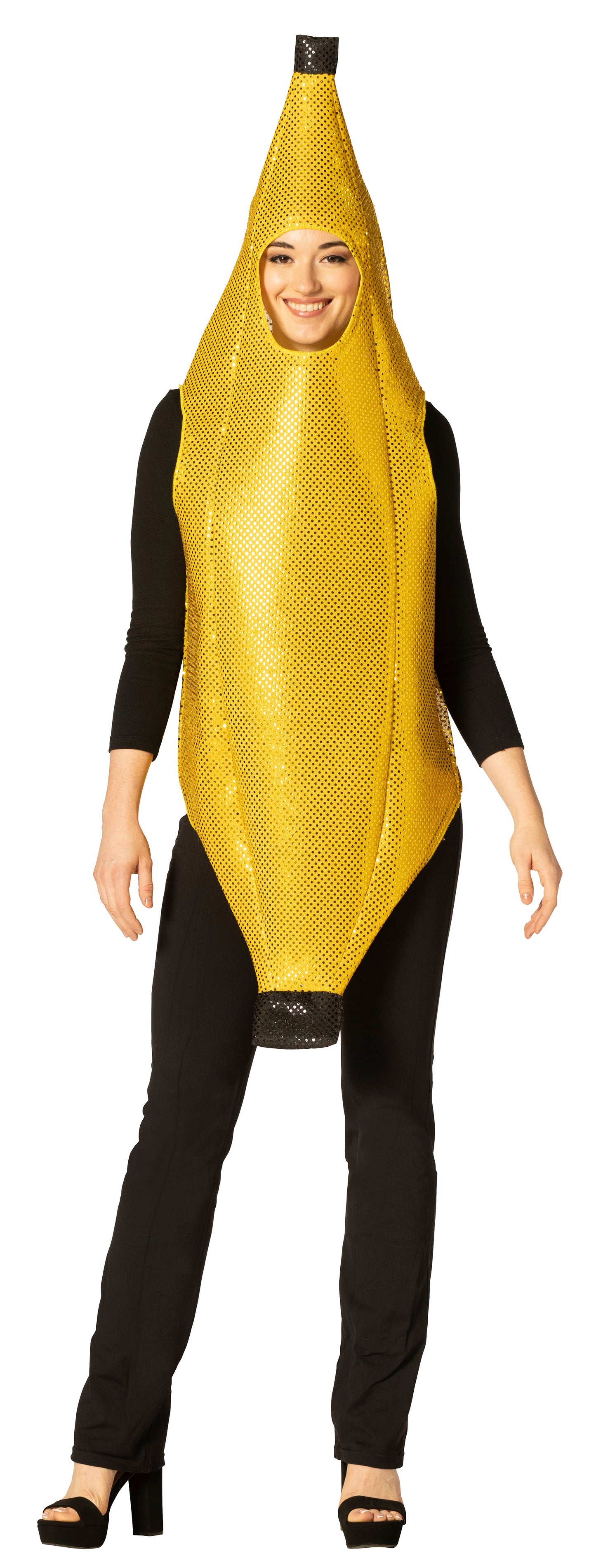 Glitzy Sequin Banana Costume, Adult Women's Size XXS