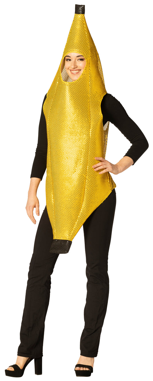 Glitzy Sequin Banana Costume, Adult Women's Size XXS