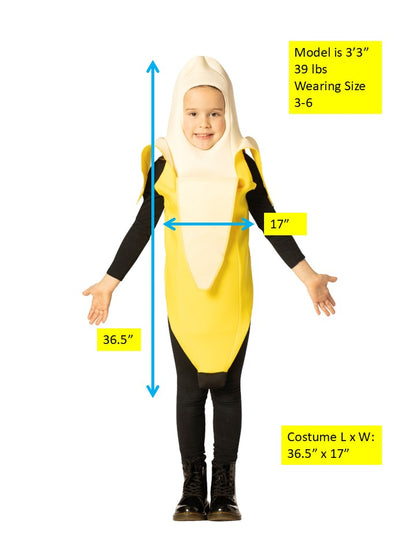 Peeled Banana Halloween Costume, Child Size 3-6