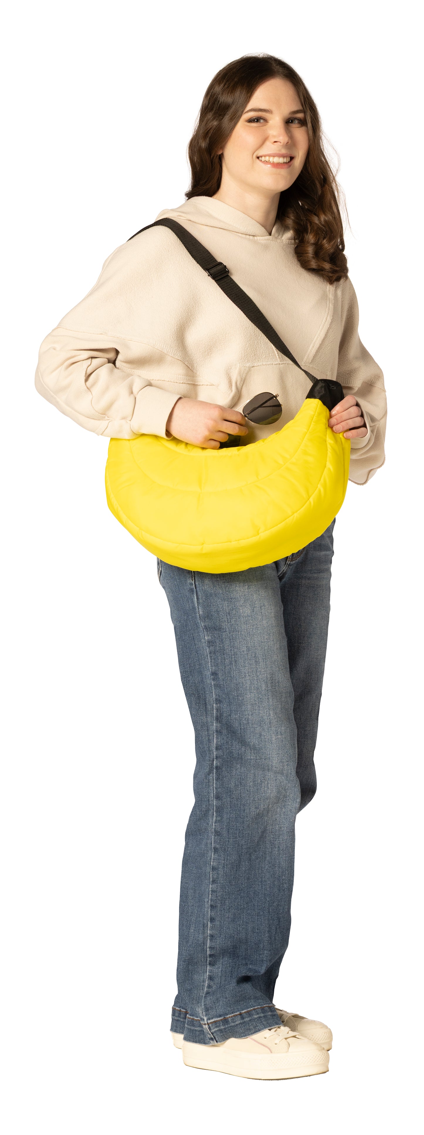 Banana Shaped Quilted Puffer Tote Bag