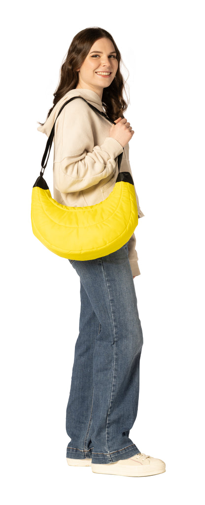 Banana Shaped Quilted Puffer Tote Bag